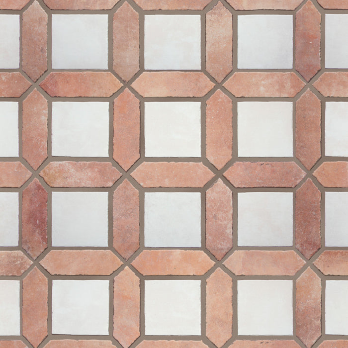 Picket Porcelain Arenta Clay with White Square Tile Matte 1
