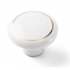 Porcelain Ceramic Cabinet Knob White with gold ring 1