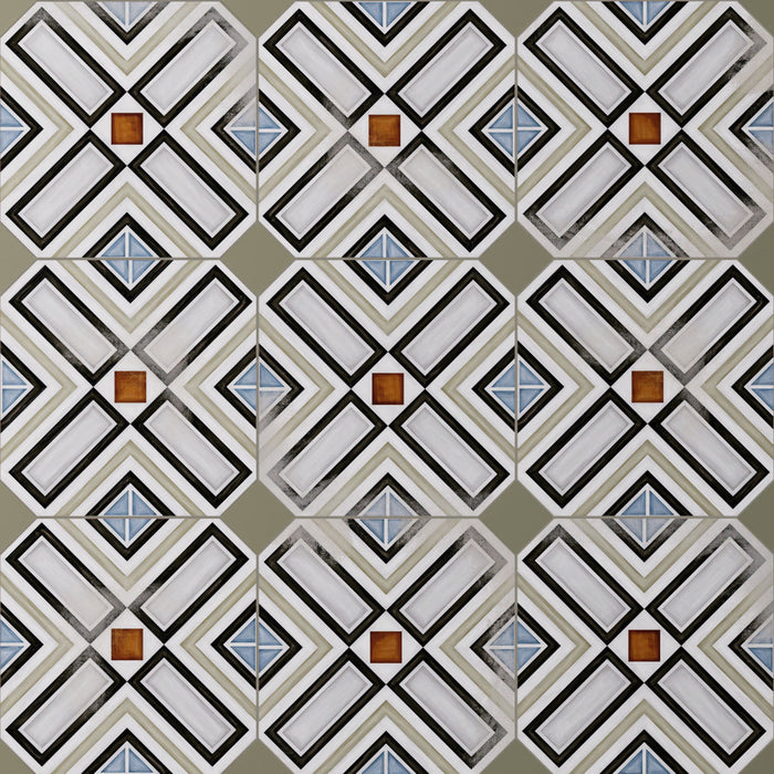 Vaudeville Porcelain Octagon Deco Ritter Tile Matte 1