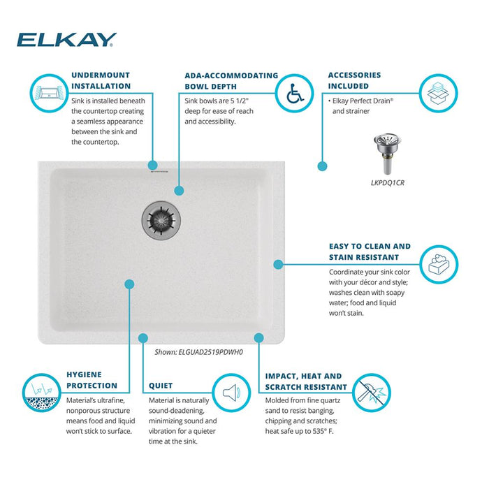 Quartz Classic Quartz Kitchen Sink White 12