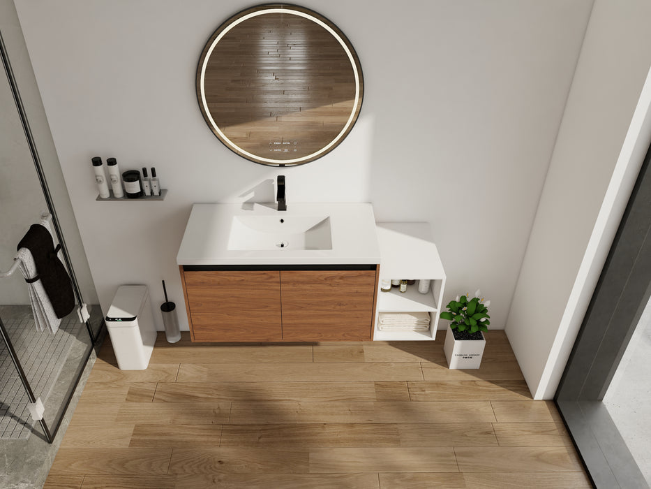 Engineered Wood Brown Ebony & Glossy White Bathroom Vanity Brown Ebony & Glossy White 2