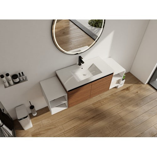 Engineered Wood Brown Ebony & Glossy White Bathroom Vanity Brown Ebony & Glossy White 2