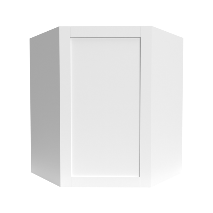 Single Shaker Wood White Diagonal Corner Wall Cabinet Matte 1