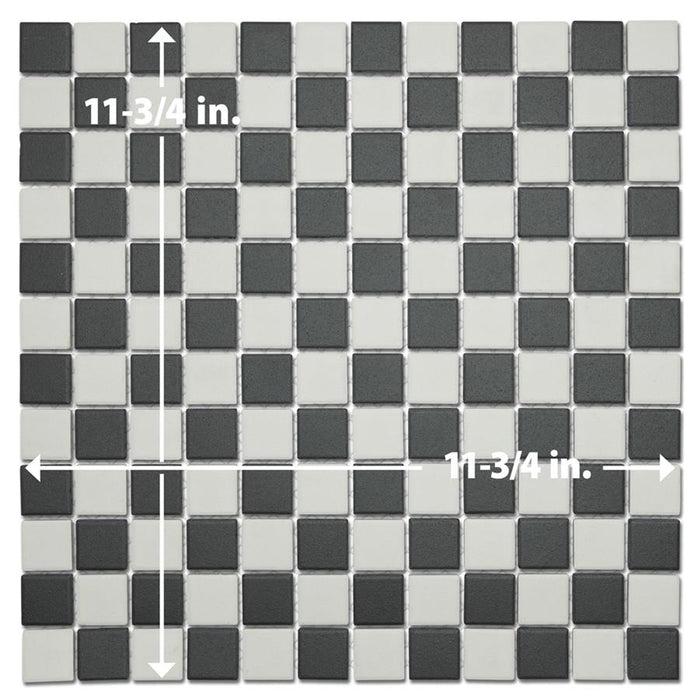 Gotham Porcelain Black and White Checker Mosaic Matte 7