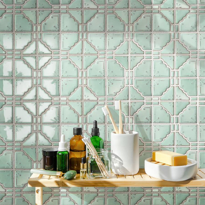Hudson Porcelain Moonbeam Mint Green Mosaic Glossy 2