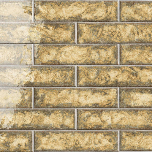 Gaudi Porcelain Gold Brick Tile Glossy 1