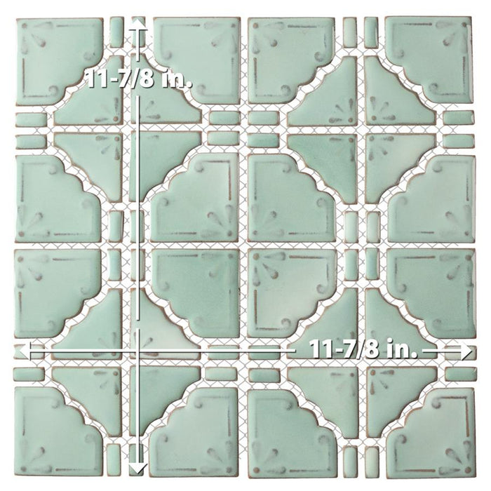 Hudson Porcelain Moonbeam Mint Green Mosaic Glossy 6