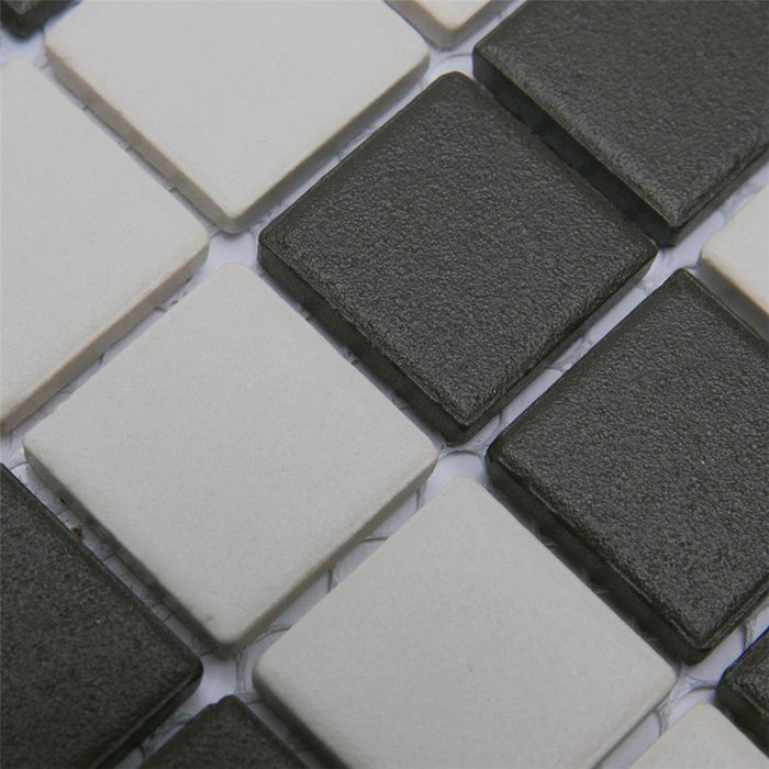 Gotham Porcelain Black and White T Border Mosaic Matte 8