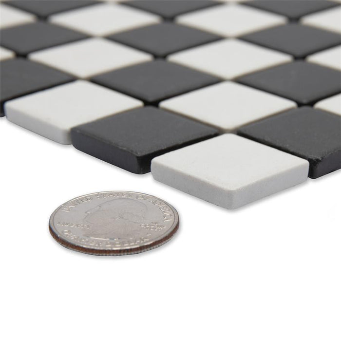 Gotham Porcelain Black and White Checker Mosaic Matte 8