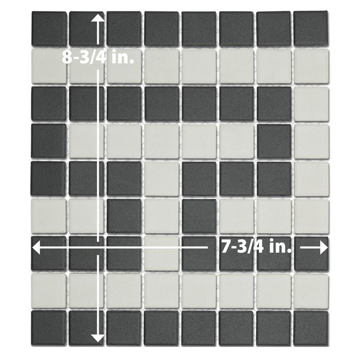 Gotham Porcelain Black and White T Border Mosaic Matte 6