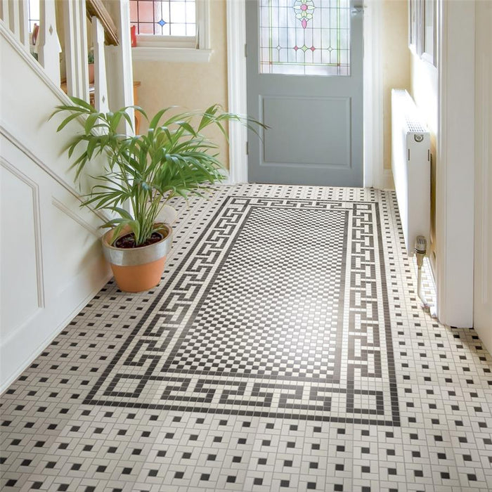 Gotham Porcelain Black and White T Border Mosaic Matte 2