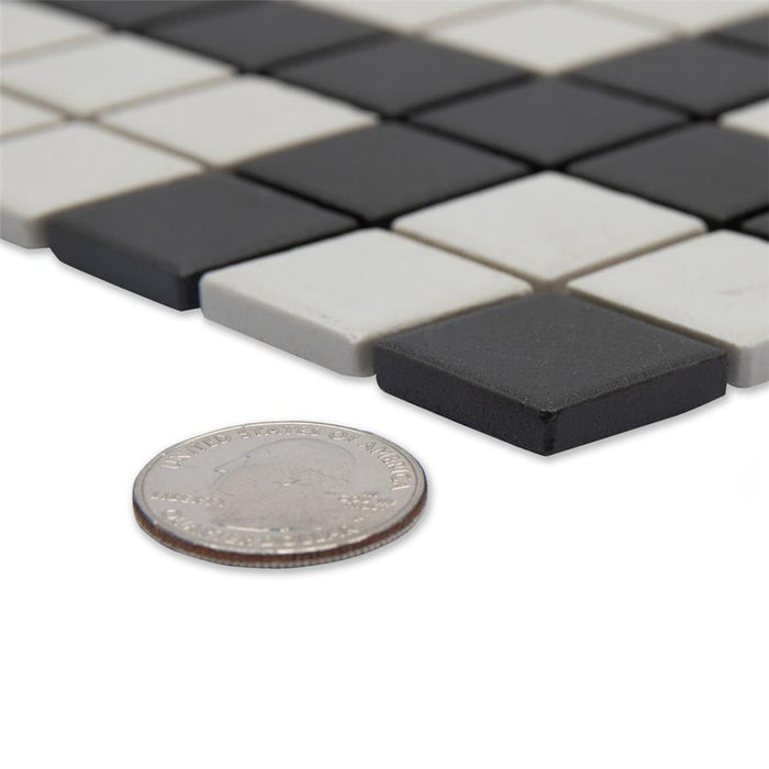 Gotham Porcelain Black and White Corner Mosaic Matte 8