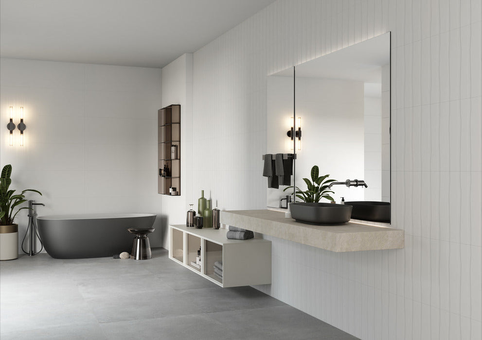 Nordic Ceramic Snow Strokes Tile Satin 1