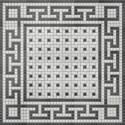 Gotham Porcelain Black and White T Border Mosaic Matte 1