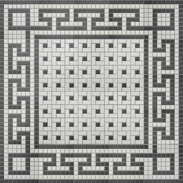 Gotham Porcelain Black and White T Border Mosaic Matte 1