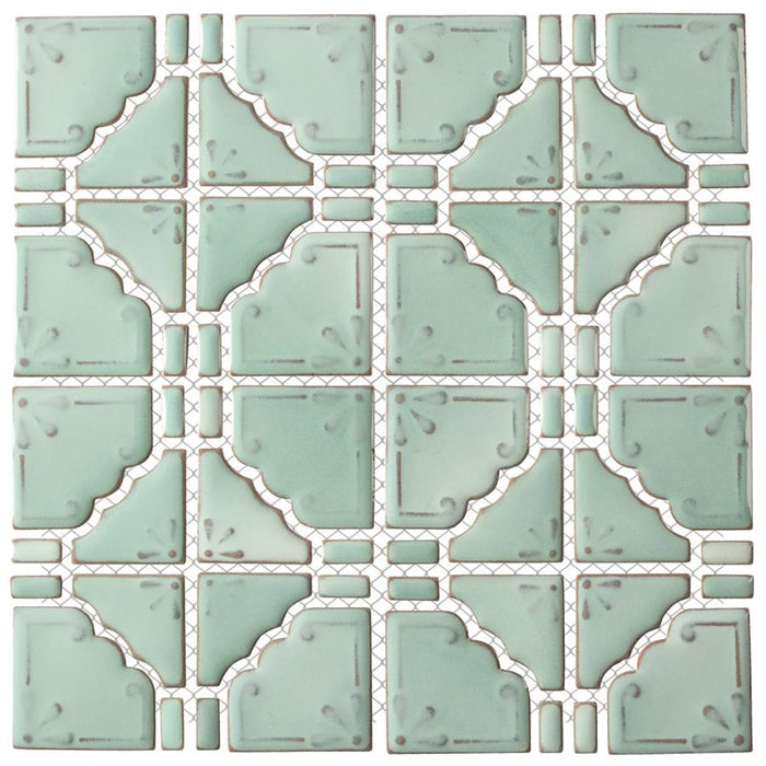 Hudson Porcelain Moonbeam Mint Green Mosaic Glossy 3