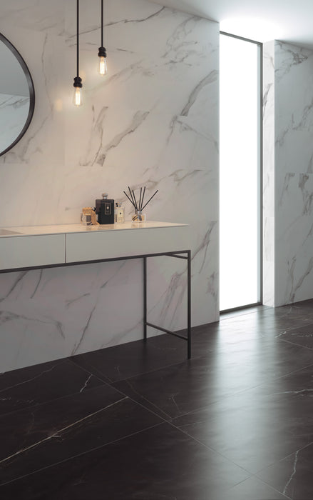 Nero Porcelain Black Marble Tile Matte 2