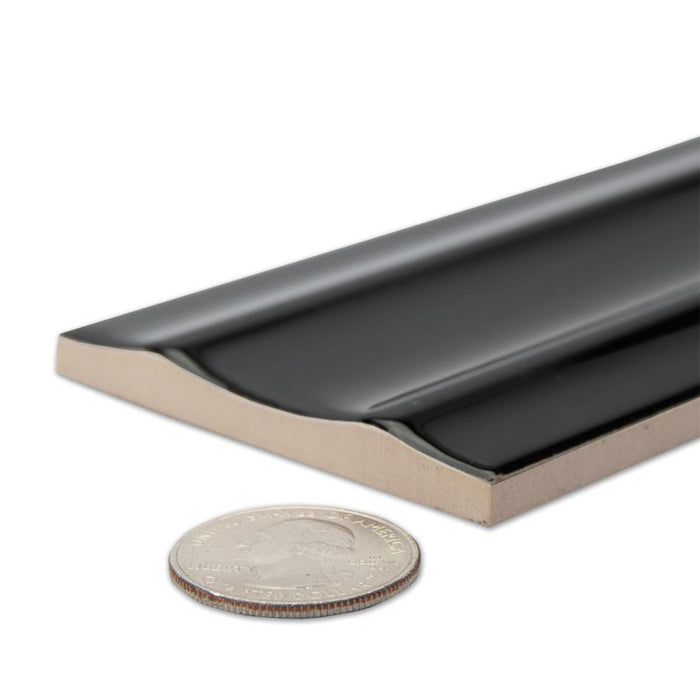 Crown Ceramic Maori Black Tile Glossy 9