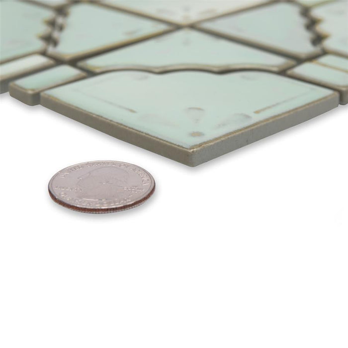 Hudson Porcelain Moonbeam Mint Green Mosaic Glossy 7
