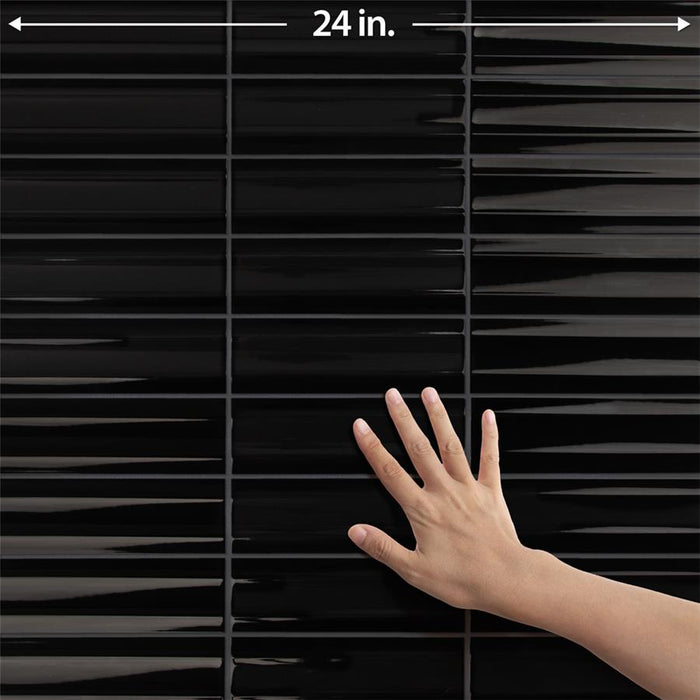 Crown Ceramic Maori Black Tile Glossy 8