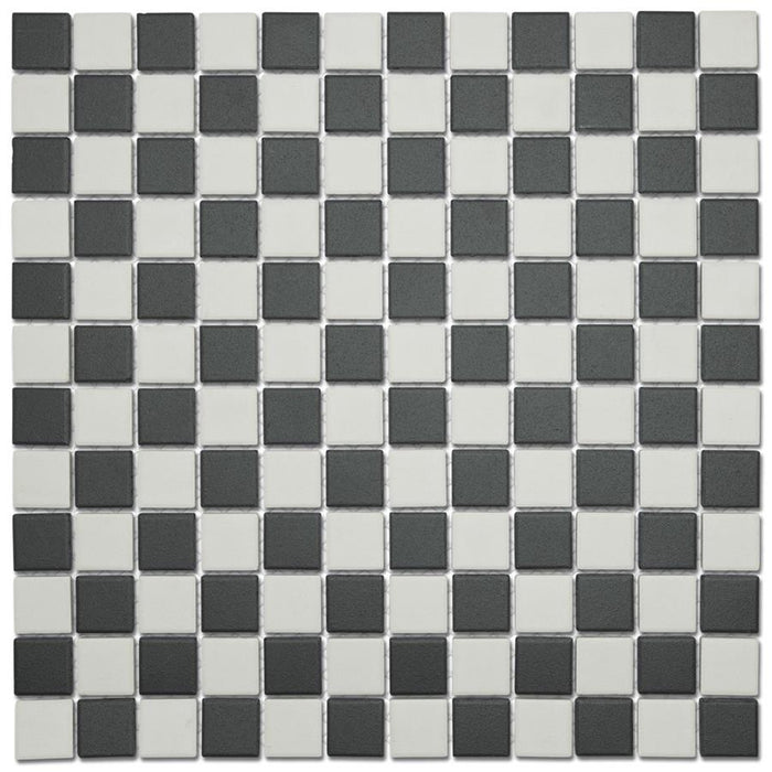 Gotham Porcelain Black and White Checker Mosaic Matte 3