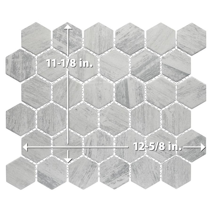 Cassis Porcelain White Mosaic Satin 6