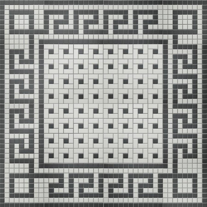 Gotham Porcelain Spiral White w/ Black Dot Mosaic Matte 5