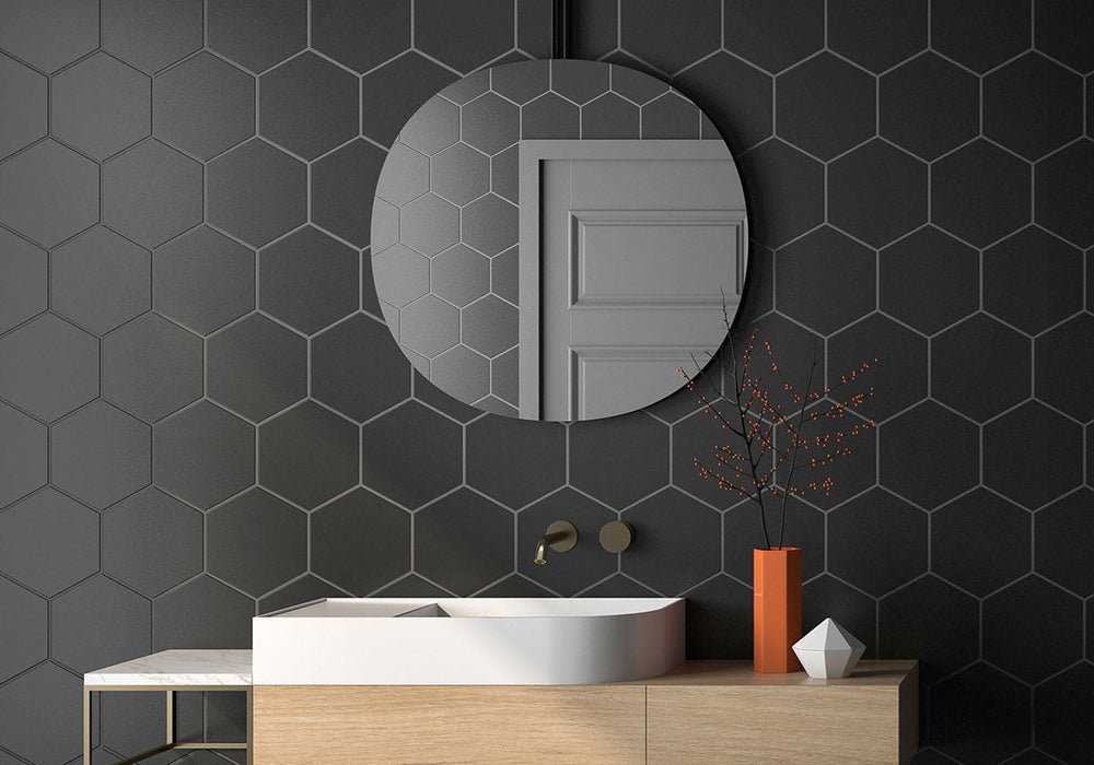Solid Hex Porcelain Black Tile Matte 3