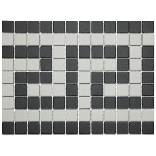 Gotham Porcelain Black and White Border Mosaic Matte 1