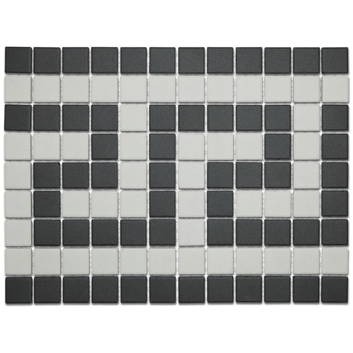 Gotham Porcelain Black and White Border Mosaic Matte 1
