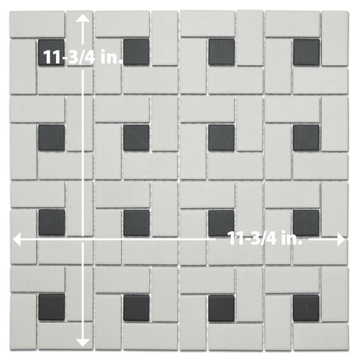 Gotham Porcelain Spiral White w/ Black Dot Mosaic Matte 7