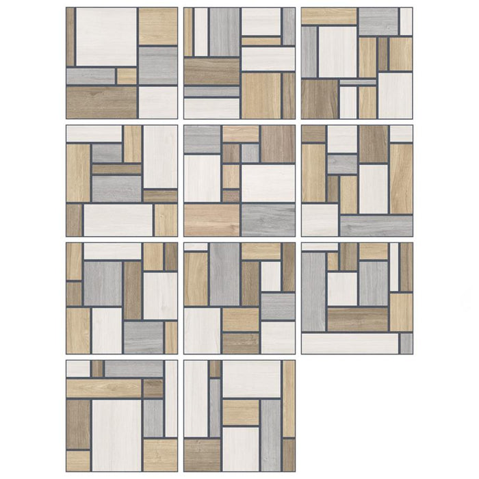 Llama Porcelain Mondrian Tile Mixed 4