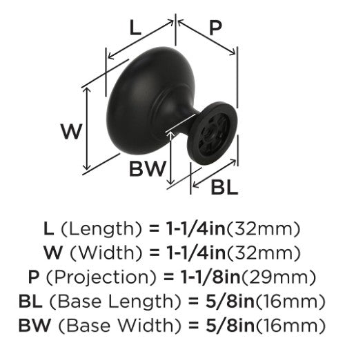 Edona Zinc Matte Black Cabinet Knob 2
