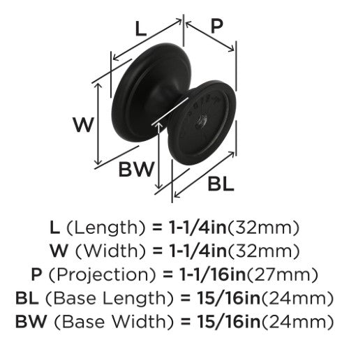 Ravino Zinc Matte Black Cabinet Knob 2