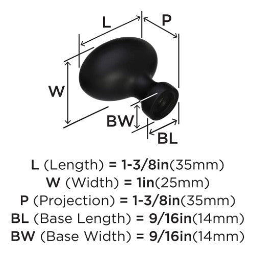 Vaile Zinc Matte Black Cabinet Knob 2