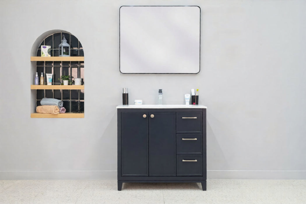 Frame Wood Dark Gray Bathroom Vanity Dark Gray 2