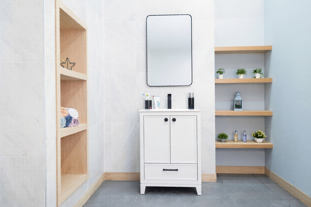 Frame Wood White Bathroom Vanity White 2