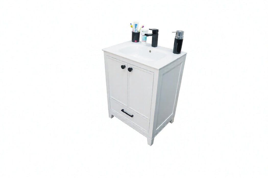 Frame Wood White Bathroom Vanity White 4