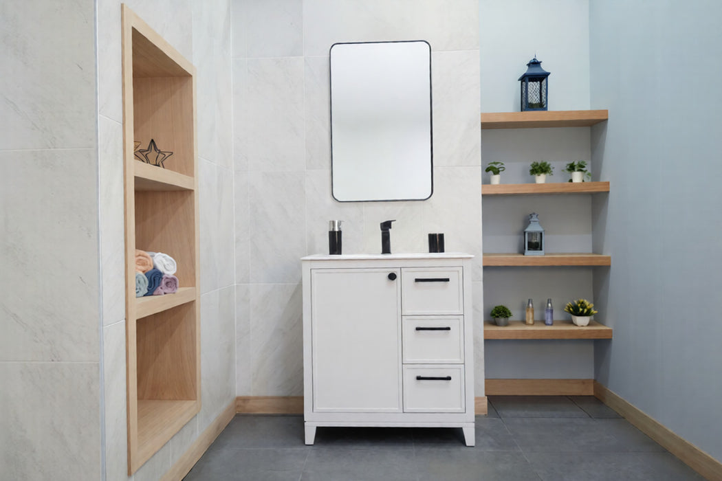 Frame Wood White Bathroom Vanity White 2