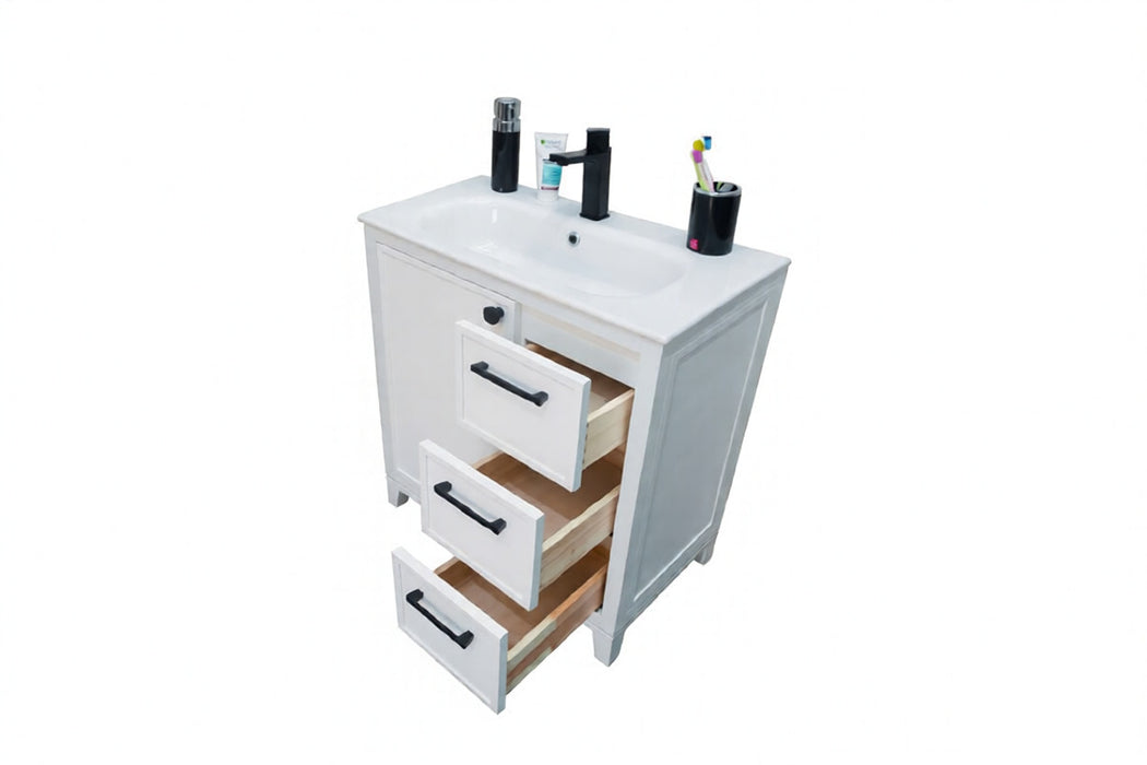 Frame Wood White Bathroom Vanity White 3