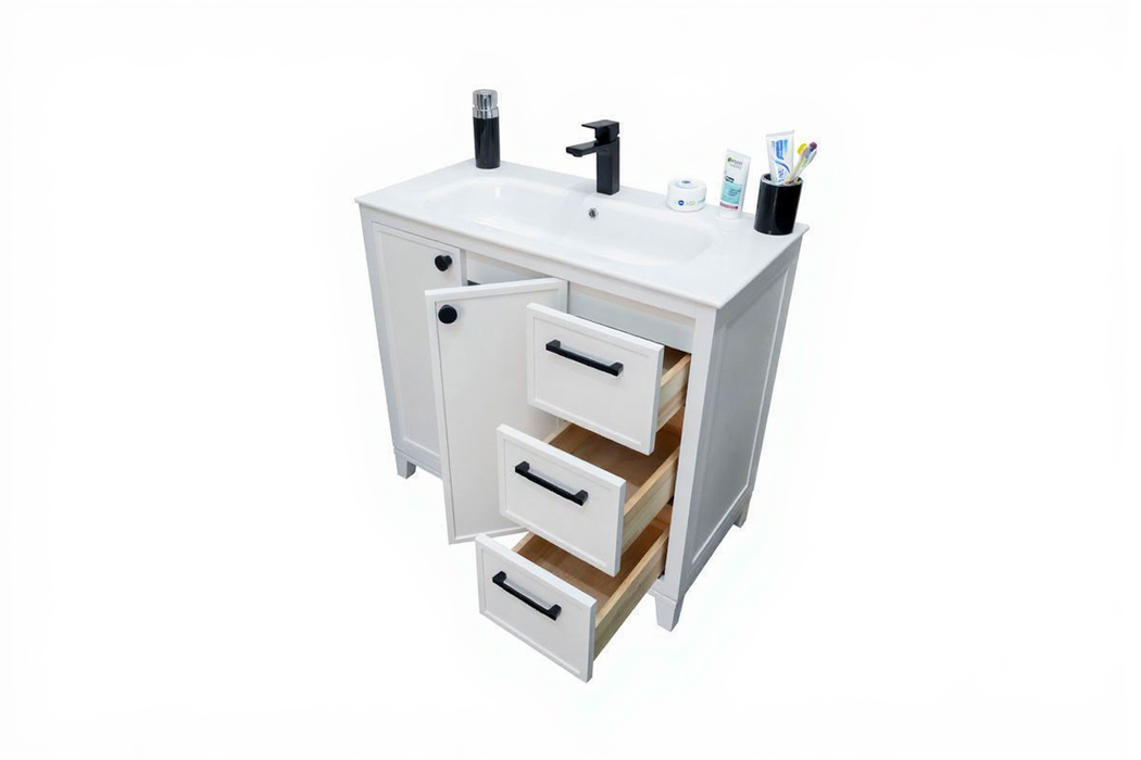 Frame Wood White Bathroom Vanity White 3