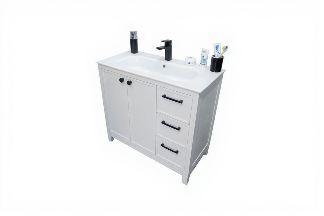 Frame Wood White Bathroom Vanity White 4