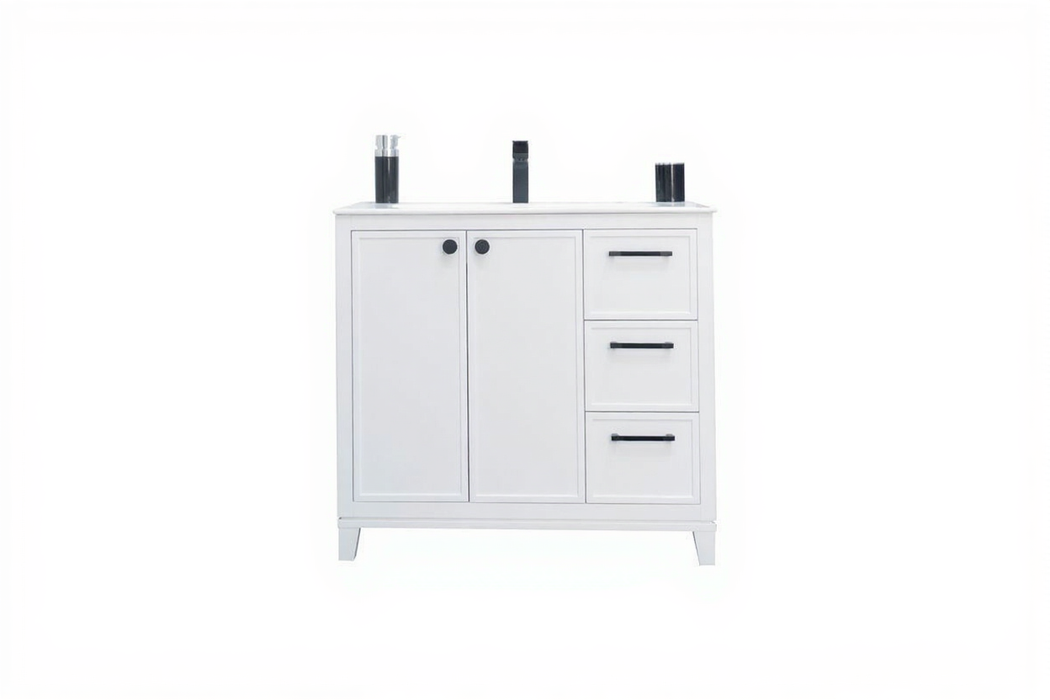 Frame Wood White Bathroom Vanity White 1