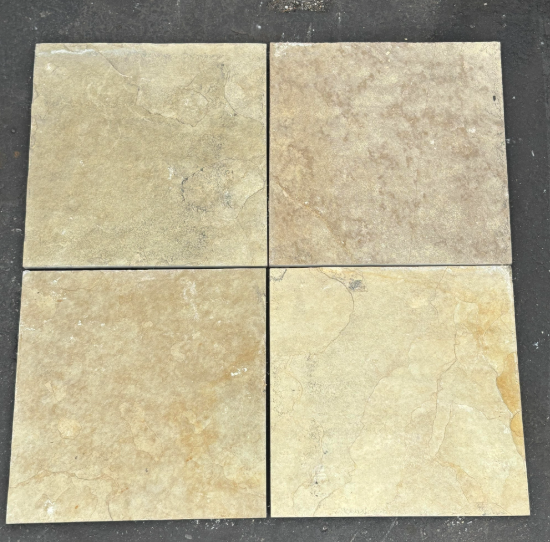 French Vanilla Natural Cleft Face, Gauged Back Slate Tile - 12" x 12"