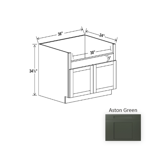 Slim Shaker Style Wood Aston Green Sink Base Cabinet Aston Green 1