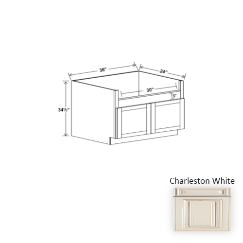 Classic Style Wood Charleston White Sink Base Cabinet Charleston White 1