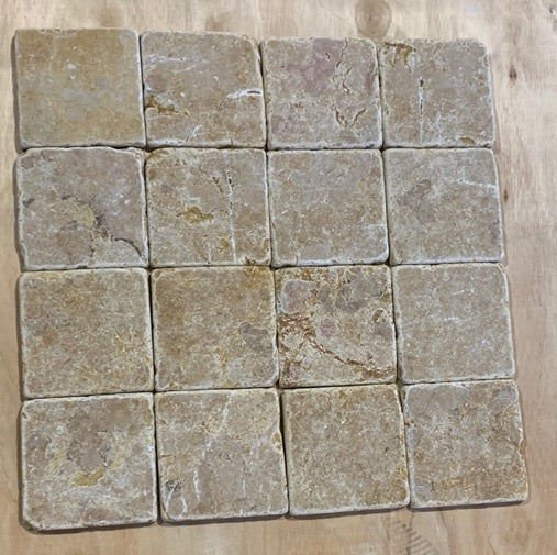 Giallo Reale Marble Tile - 4" x 4" x 3/8" Tumbled