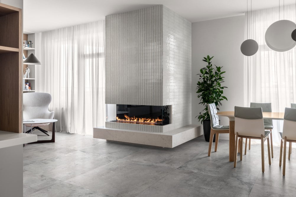 Glace Porcelain Raye 3D Bianco Tile Glossy 3