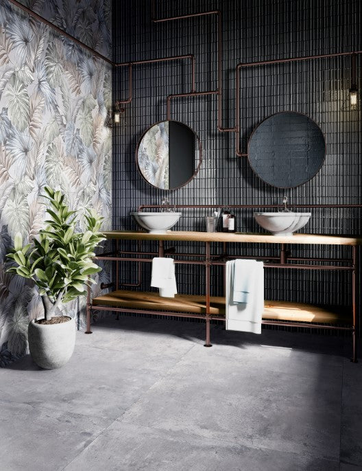 Glace Porcelain Raye 3D Blu Notte Tile Glossy 2