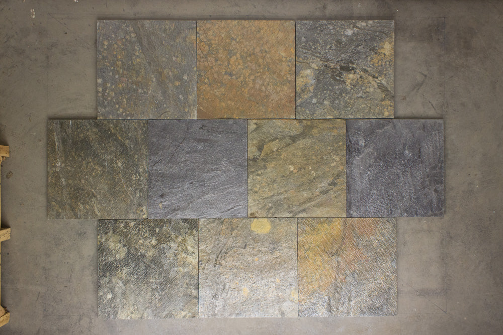 Gold Green Slate Tile Natural Cleft Face, Gauged Back 3